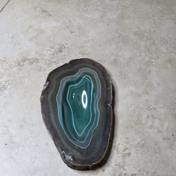 Agate Stone Slice Ashtray Trinket Soap Dish Geode Rock Crystal Polished - Picture 2 of 11